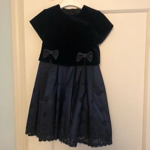 Midnight blue taffeta/velvet party dress